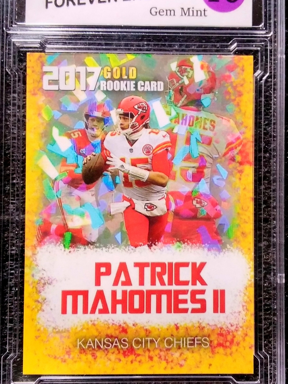 Patrick Mahomes Kansas City Chiefs MVP Gold Gems Football Rookie Card. Graded 10
